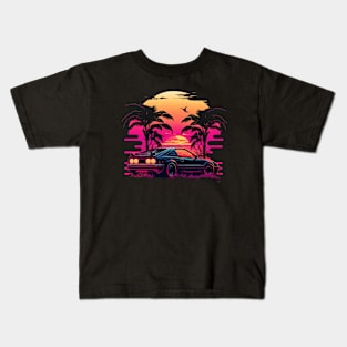 Retro Car in Synthwave Style Kids T-Shirt